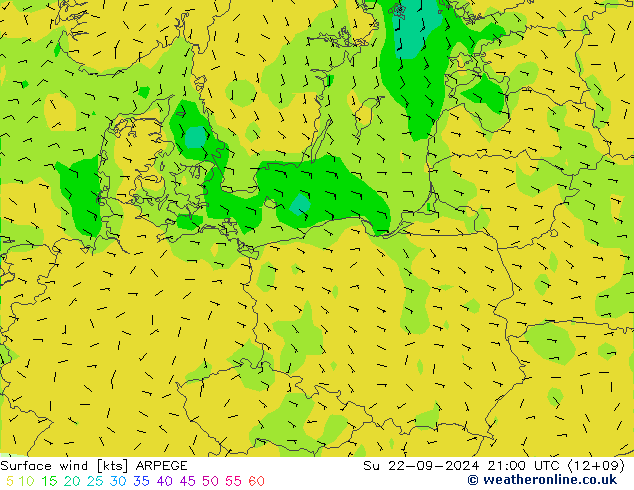 Bodenwind ARPEGE So 22.09.2024 21 UTC