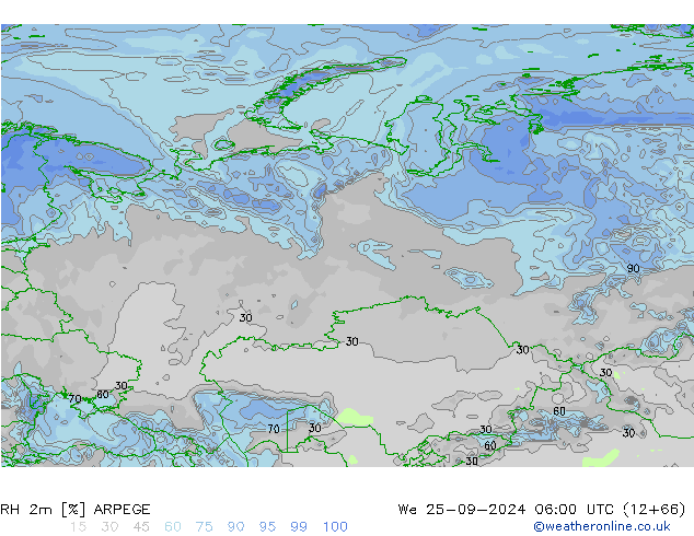 RH 2m ARPEGE  25.09.2024 06 UTC