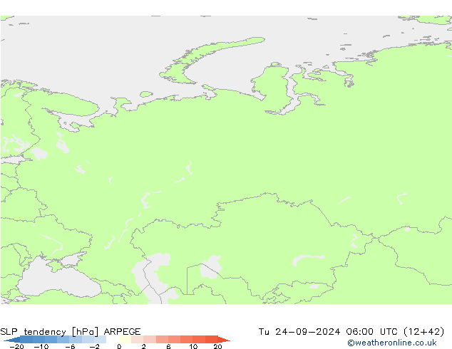 тенденция давления ARPEGE вт 24.09.2024 06 UTC