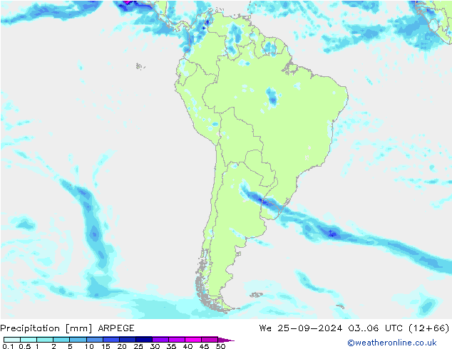 Neerslag ARPEGE wo 25.09.2024 06 UTC