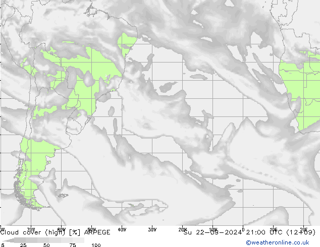 Wolken (hohe) ARPEGE So 22.09.2024 21 UTC