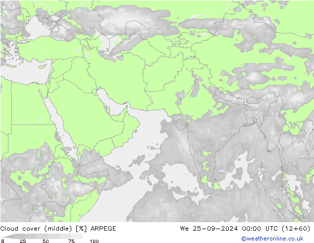 Wolken (mittel) ARPEGE Mi 25.09.2024 00 UTC