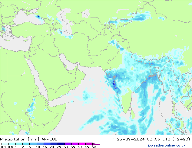 Precipitation ARPEGE Th 26.09.2024 06 UTC