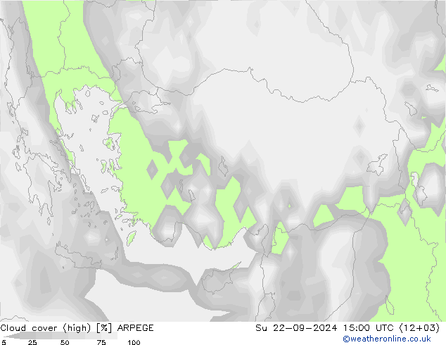 облака (средний) ARPEGE Вс 22.09.2024 15 UTC