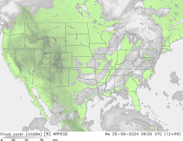 Nubi medie ARPEGE mer 25.09.2024 06 UTC