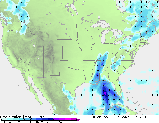 Precipitation ARPEGE Th 26.09.2024 09 UTC