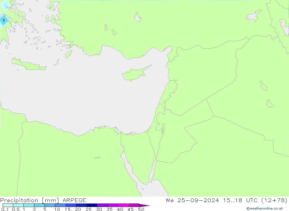 Précipitation ARPEGE mer 25.09.2024 18 UTC