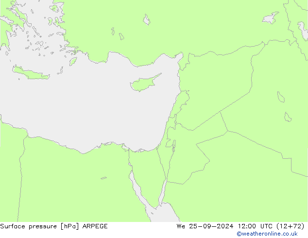 Yer basıncı ARPEGE Çar 25.09.2024 12 UTC