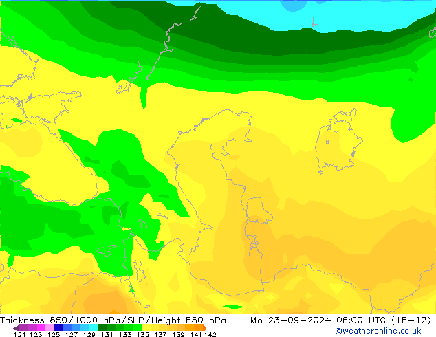 Thck 850-1000 hPa ARPEGE Mo 23.09.2024 06 UTC