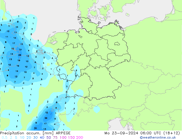 Nied. akkumuliert ARPEGE Mo 23.09.2024 06 UTC