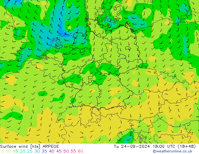  10 m ARPEGE  24.09.2024 18 UTC