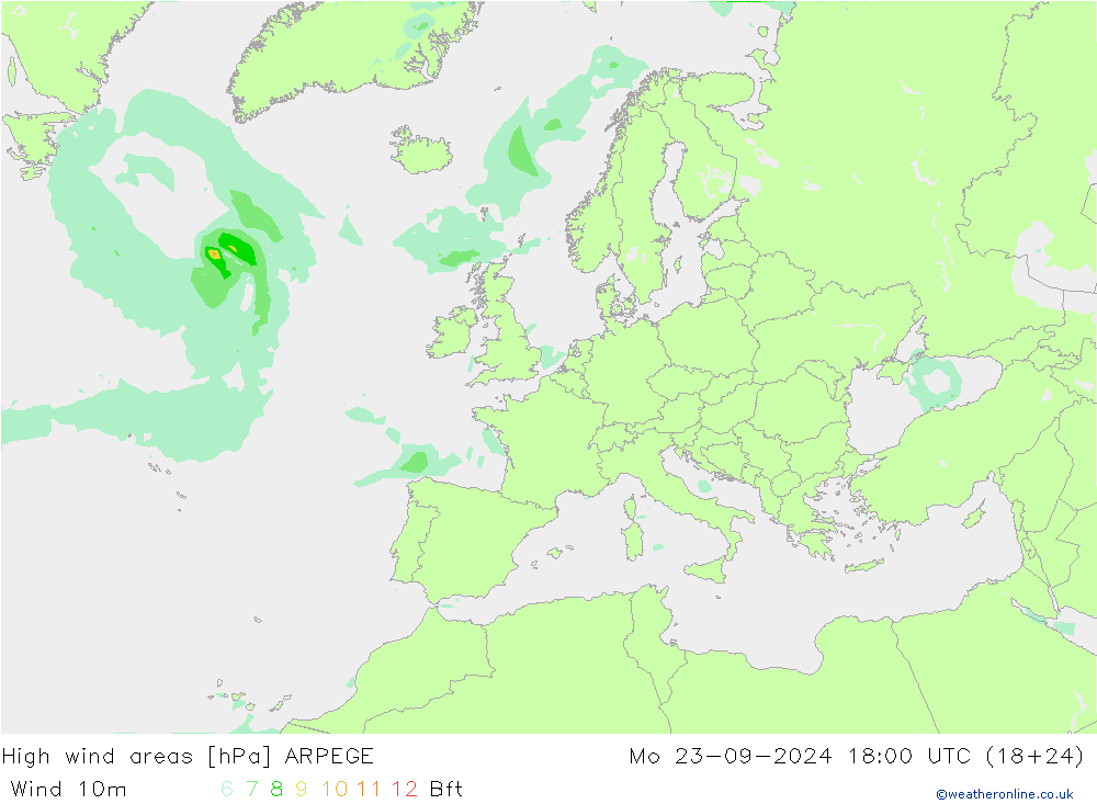 Sturmfelder ARPEGE Mo 23.09.2024 18 UTC