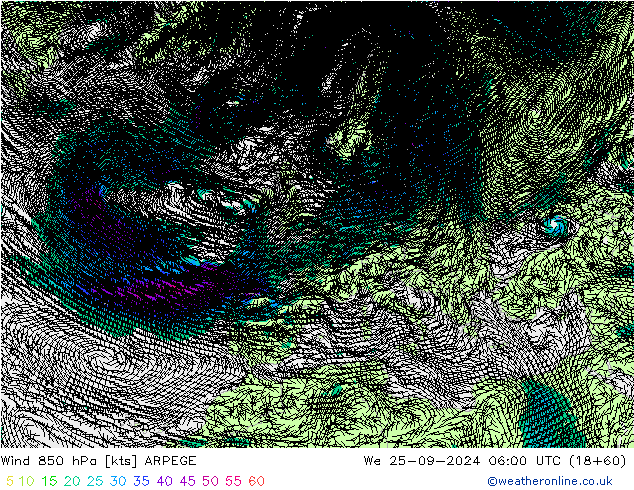  850 hPa ARPEGE  25.09.2024 06 UTC