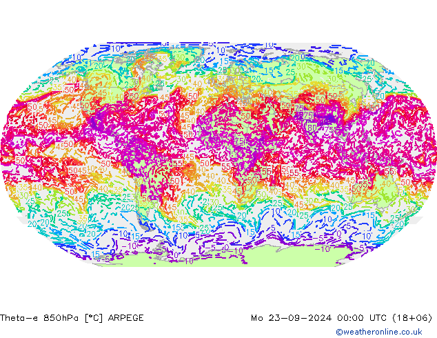 Theta-e 850hPa ARPEGE Mo 23.09.2024 00 UTC