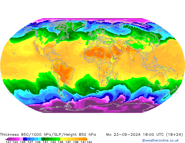 Schichtdicke 850-1000 hPa ARPEGE Mo 23.09.2024 18 UTC