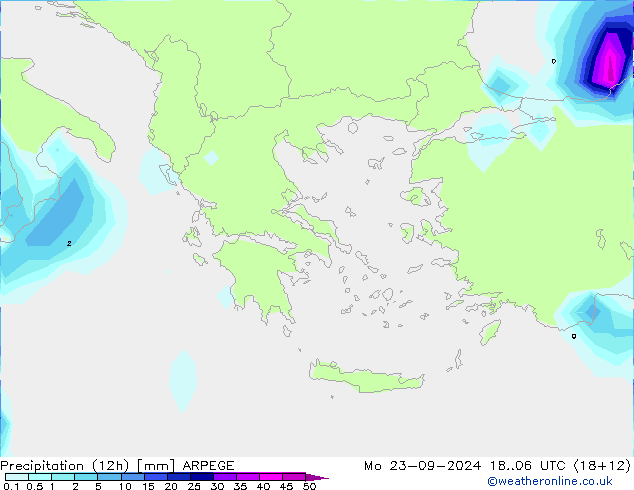 Nied. akkumuliert (12Std) ARPEGE Mo 23.09.2024 06 UTC