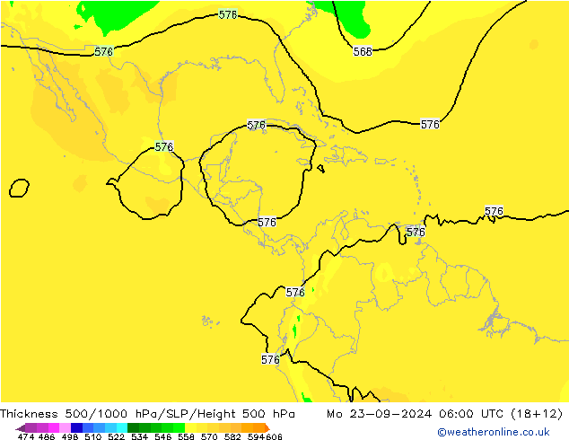 Thck 500-1000hPa ARPEGE Po 23.09.2024 06 UTC