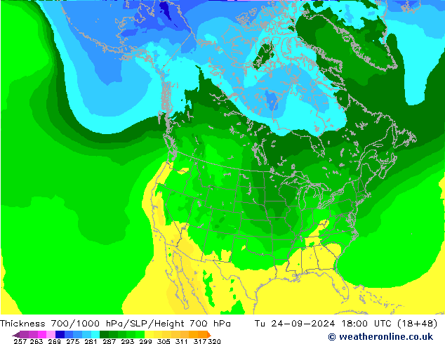 Dikte700-1000 hPa ARPEGE di 24.09.2024 18 UTC