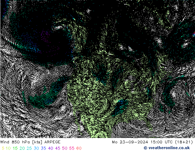 Wind 850 hPa ARPEGE Mo 23.09.2024 15 UTC