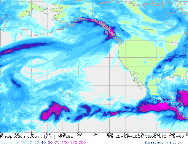 Precipitation accum. ARPEGE St 25.09.2024 06 UTC