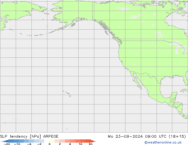 SLP tendency ARPEGE Mo 23.09.2024 09 UTC