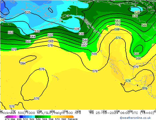 Thck 500-1000hPa ARPEGE St 25.09.2024 06 UTC