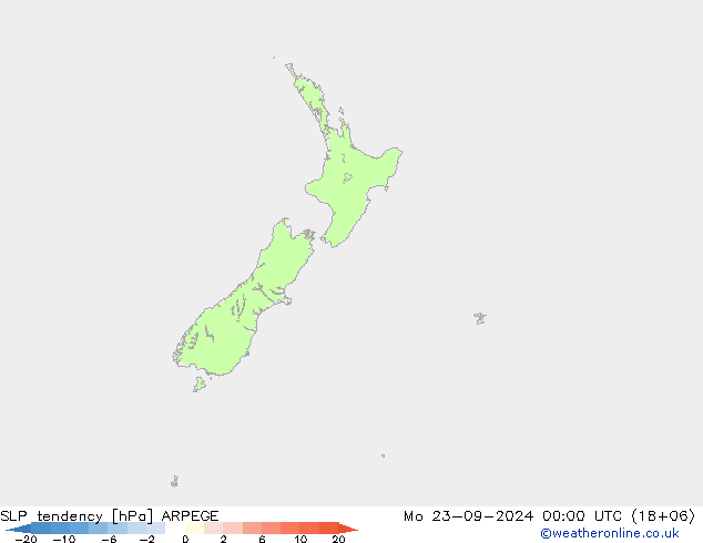 SLP tendency ARPEGE Mo 23.09.2024 00 UTC