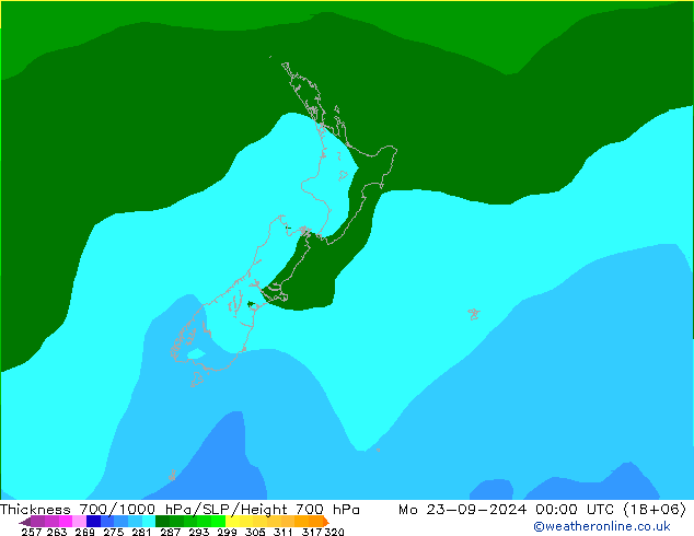 Thck 700-1000 hPa ARPEGE  23.09.2024 00 UTC