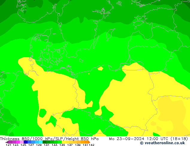 Thck 850-1000 hPa ARPEGE Mo 23.09.2024 12 UTC