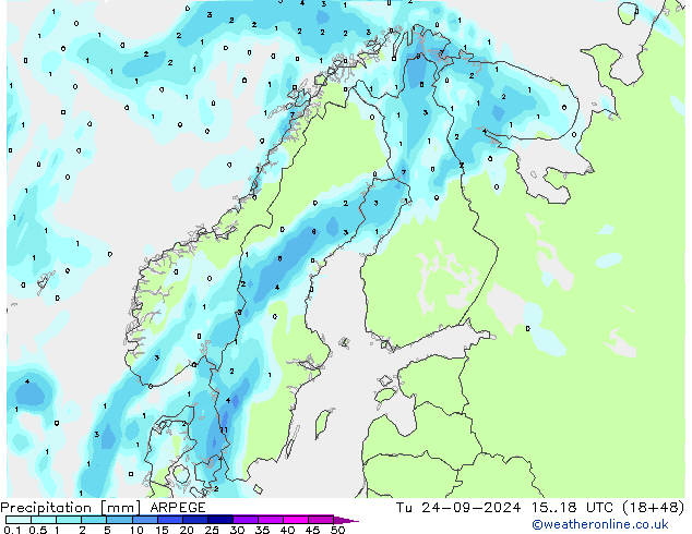 Precipitazione ARPEGE mar 24.09.2024 18 UTC