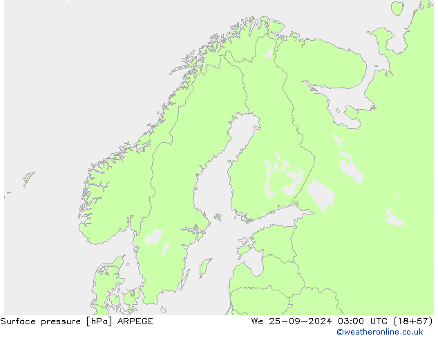 Atmosférický tlak ARPEGE St 25.09.2024 03 UTC