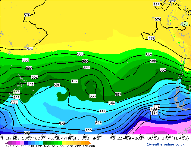 Thck 500-1000hPa ARPEGE  23.09.2024 00 UTC