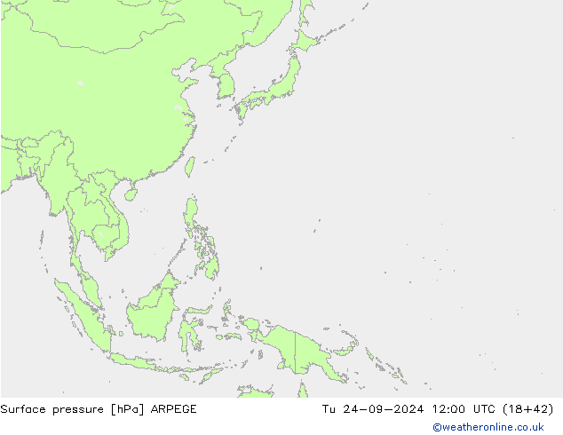 Pressione al suolo ARPEGE mar 24.09.2024 12 UTC