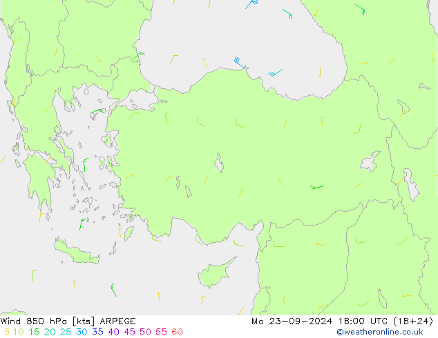 Vent 850 hPa ARPEGE lun 23.09.2024 18 UTC