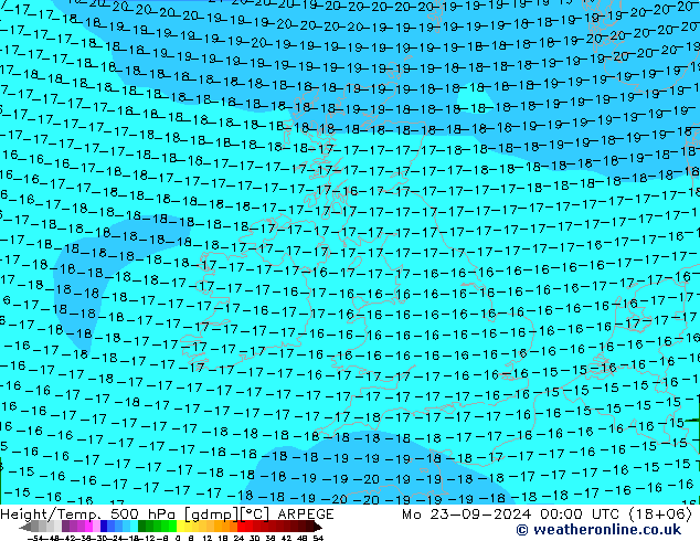 Height/Temp. 500 hPa ARPEGE lun 23.09.2024 00 UTC