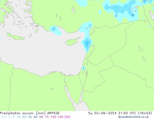 Precipitation accum. ARPEGE Вс 22.09.2024 21 UTC