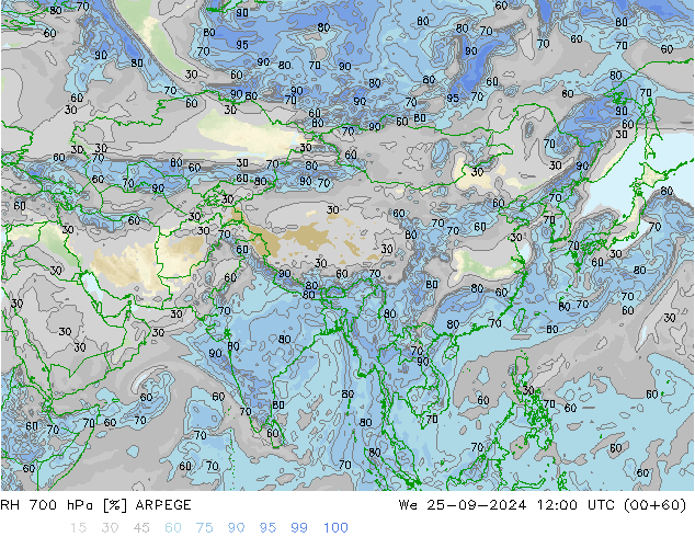 RV 700 hPa ARPEGE wo 25.09.2024 12 UTC