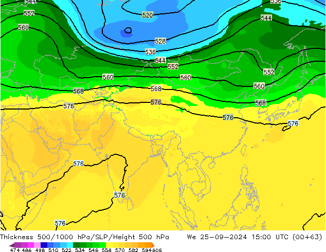 Thck 500-1000hPa ARPEGE We 25.09.2024 15 UTC