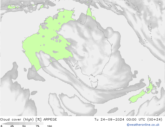 Bewolking (Hoog) ARPEGE di 24.09.2024 00 UTC