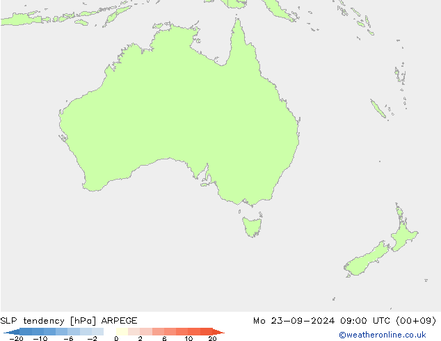 Druktendens (+/-) ARPEGE ma 23.09.2024 09 UTC