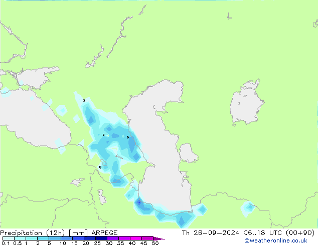 Nied. akkumuliert (12Std) ARPEGE Do 26.09.2024 18 UTC