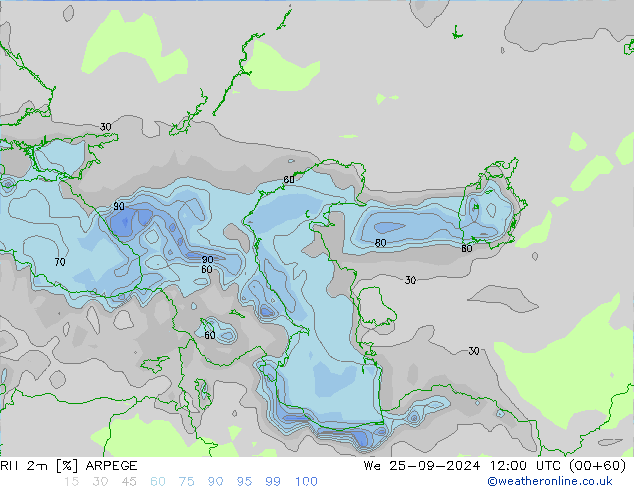 2m Nispi Nem ARPEGE Çar 25.09.2024 12 UTC