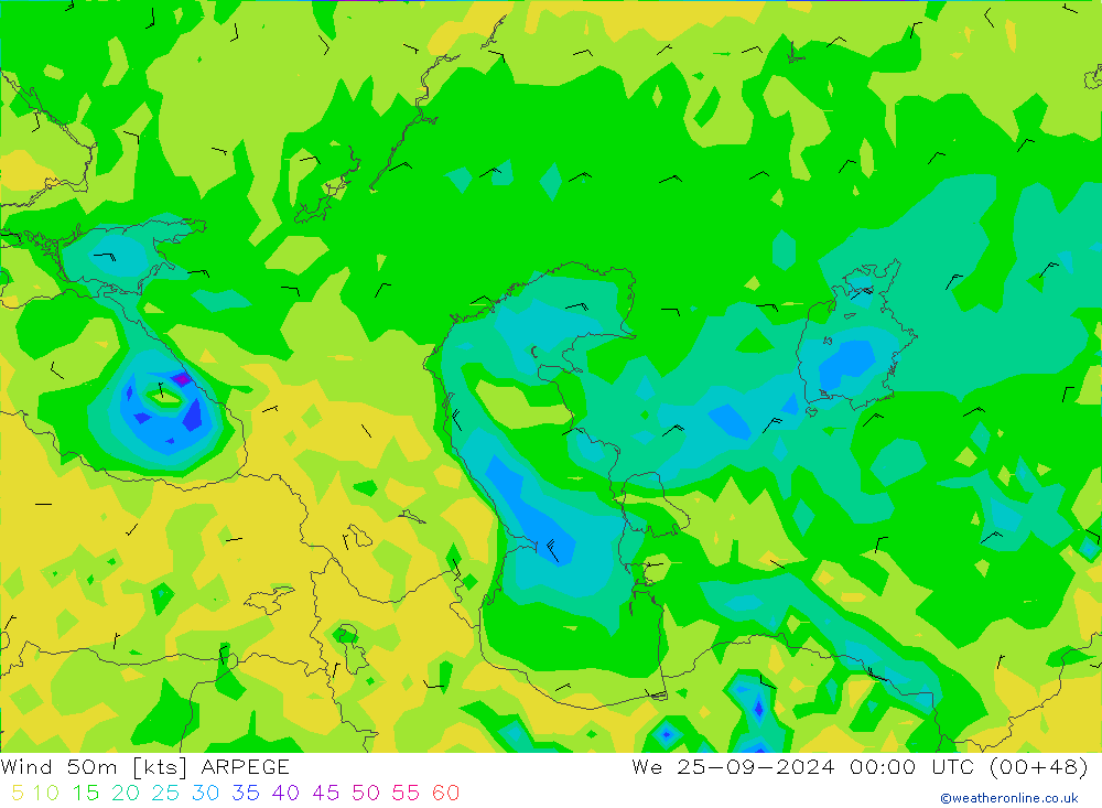  50 m ARPEGE  25.09.2024 00 UTC