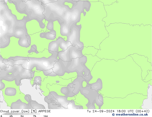 Nubi basse ARPEGE mar 24.09.2024 18 UTC