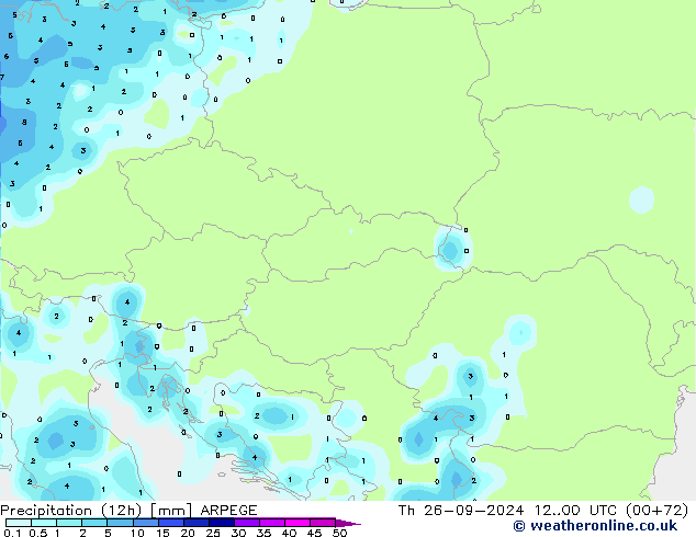 Precipitação (12h) ARPEGE Qui 26.09.2024 00 UTC