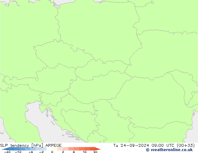 Tendencia de presión ARPEGE mar 24.09.2024 09 UTC