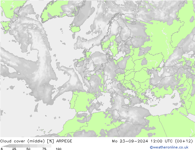 云 (中) ARPEGE 星期一 23.09.2024 12 UTC