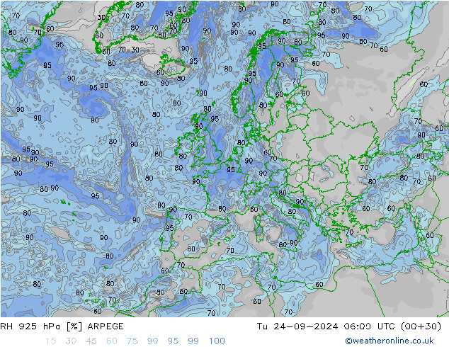 925 hPa Nispi Nem ARPEGE Sa 24.09.2024 06 UTC