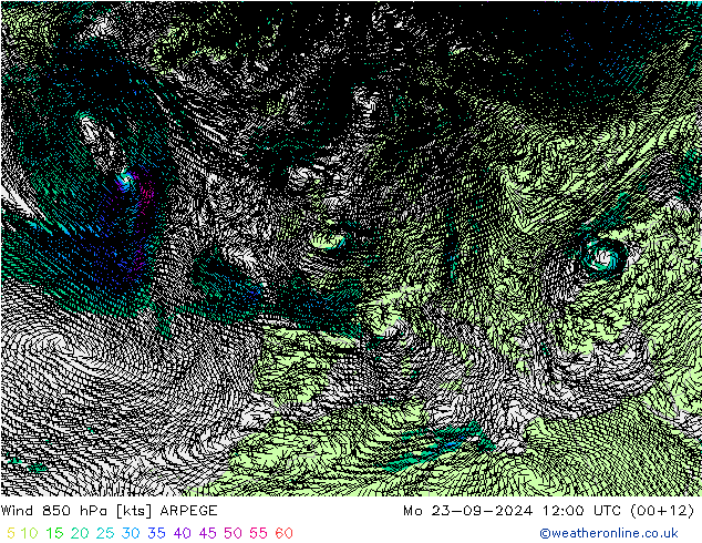 Wind 850 hPa ARPEGE Mo 23.09.2024 12 UTC