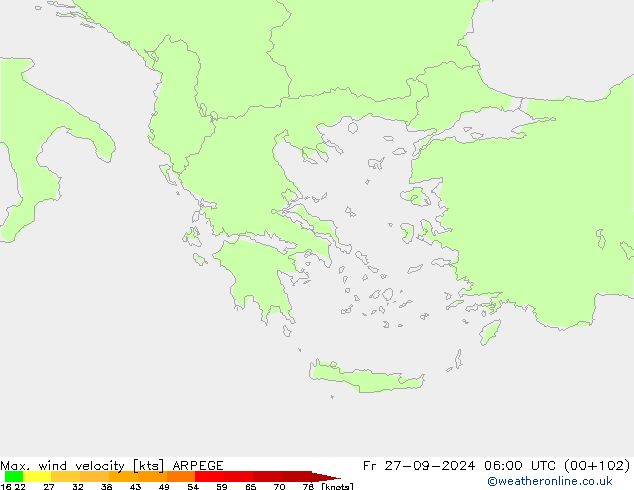 Max. wind velocity ARPEGE pt. 27.09.2024 06 UTC